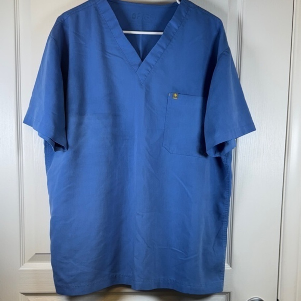 FIGS Technical Blue V-Neck Top Surgeon Pharmacist Doctor Nurse Cargo Scrub Large